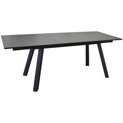 Table de jardin extensible rectangulaire 150/250 cm – Plateau en verre texturé – Aluminium époxy – Accueille jusqu'à 10 personnes – Proloisirs (1/8)