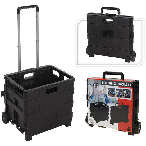 Ac-Deco – Chariot pliant en aluminium 30L – Charge maximale 18 kg – Dimensions dépliées 38x36x30 cm – Poignée extensible 83,5 cm
