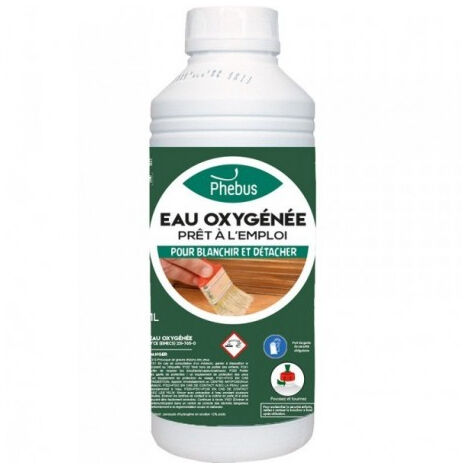 Eau oxygénée 1L désinfectant et nettoyant pour surfaces variées – Élimine taches organiques – Hygiène impeccable et durable – Phebus