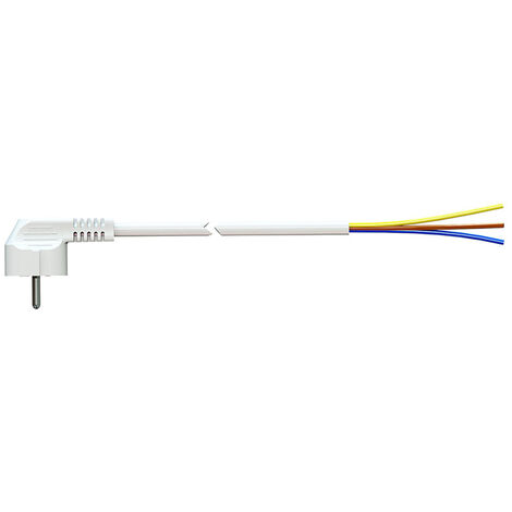 Câble avec Prise Schuko 1,5m 3x1,5mm 4,8mm 16A 250V T/TL Blanc. SOLÉRA 7000/1.5 (1/2)
