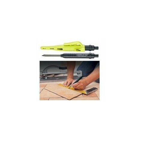 Crayon graphite 2B pour toutes surfaces – Mine 2,8 mm – Poussoir automatique et taille-mine intégré – Tube acier inoxydable – Lyra