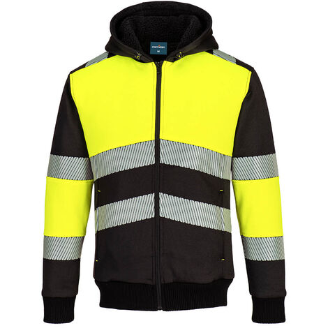 Sweat à Capuche Dhiver Zippé Pw3 Class 1 - Xxl - Jaune/noir - Portwest