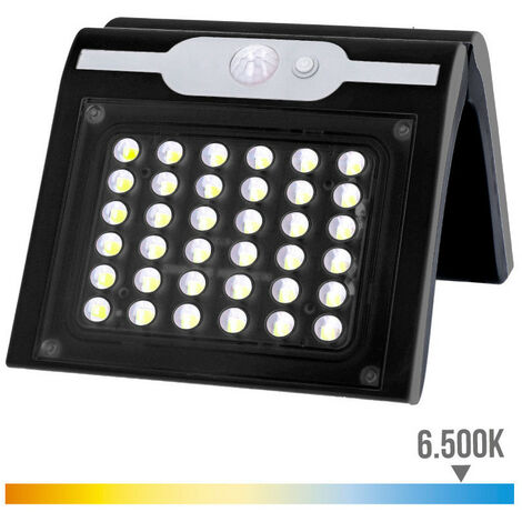 Applique Solaire 2W 220Lm 6 500K Avec Capteur Couleur Noire Edm