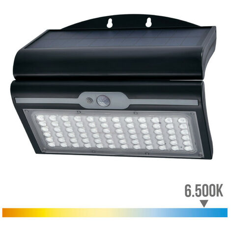 Applique Solaire 6W 430Lm 6 500K Avec Capteur Couleur Noire Edm