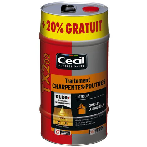 Traitement Charpente V33 Tx202 Insecticide Fongicide Bois 6L – Protection durable contre capricornes et termites – Formule incolore – Cecil (1/6)