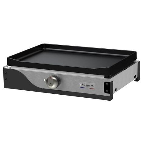 Le Marquier – Plancha électrique 150 Duo – Plaque fonte émaillée 50x35 – Puissance 2kW avec thermostat réglable 50-250°C – Châssis inox satiné