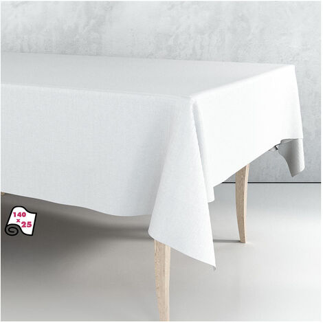Nappe cirée blanche lisse en rouleau 140cm x 25m Exma (1/2)