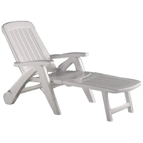 Newgarden – Transat Saturno blanc en plastique résistant – Confort extérieur durable – Résistant aux intempéries et UV – Design moderne (1/4)