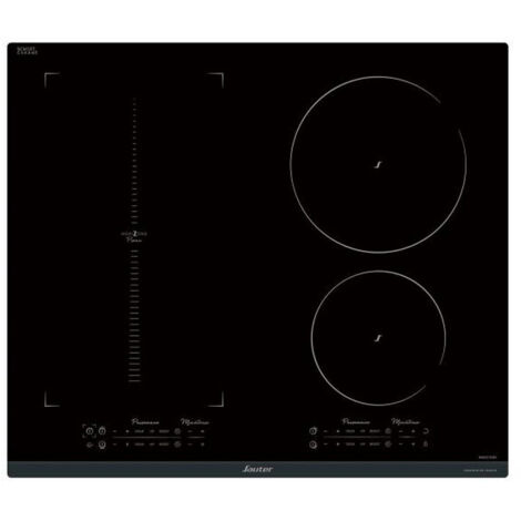 Sauter – Table de cuisson induction 60 cm 4 foyers 7400 W avec fonction Booster – Zone de cuisson Horizone Piano 40 x 23 cm – SPI9648BP
