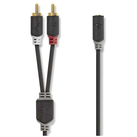 Câble Audio Stéréo 2x Rca Male 3.5 Mm Femelle Plaqué Or 0.20 M Rond Anthracite Boite Avec Fenêtre - Nedis (1/3)
