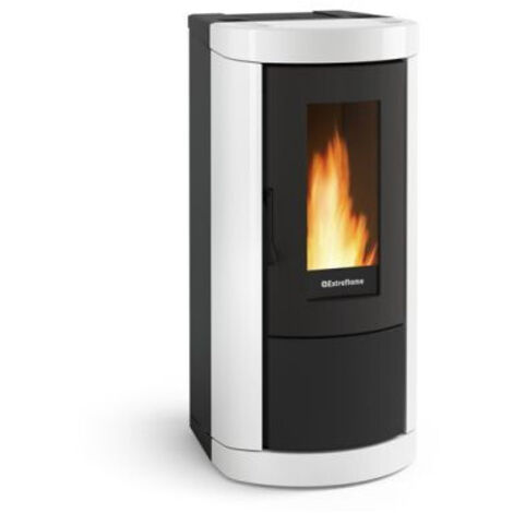 La Nordica Extraflame – MIETTAEVOBLANC – Poêle à granulés 8 kW avec évacuation arrière – Habillage acier émaillé blanc – Compatible RT 2012