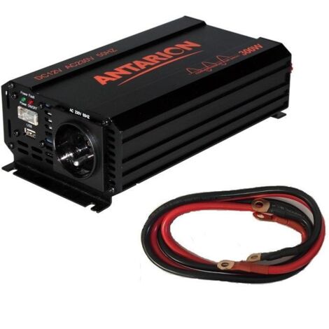Convertisseur de tension 300W – Tension sortie 220V – Puissance max 345W – Port USB 5V 1A – Pour alimentation appareils électroniques – Antarion (1/2)