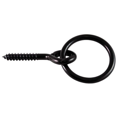 Anneau écurie à vis en acier zingué noir 50mm – Résistance 300kg – Montage simple sans perceuse – Fixation pour équipements extérieurs – Chapuis