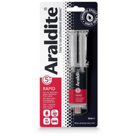 Colle époxy Araldite rapide 24ml – Pour surfaces difficiles : bois, métal, céramique – Résiste à la peinture et au ponçage (1/3)