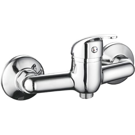 Eurosanit – Mitigeur de lavabo chromé – Corps en laiton – Montage mural apparent – Hauteur 106 mm – Sortie douche M15x21