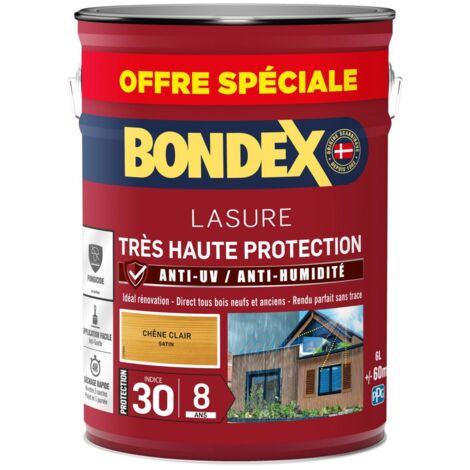 Bondex – Lasure extérieure chêne clair 6L – Protection anti UV – Formule hybride polyuréthane/acrylique – Séchage rapide 4h - ANS 6 L
