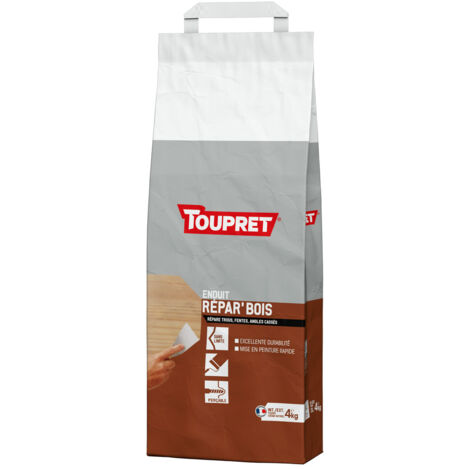 Toupret – Enduit de rebouchage Repar'bois 4kg – Pour bois dur et teck – Application intérieure et extérieure – Séchage rapide en 3h