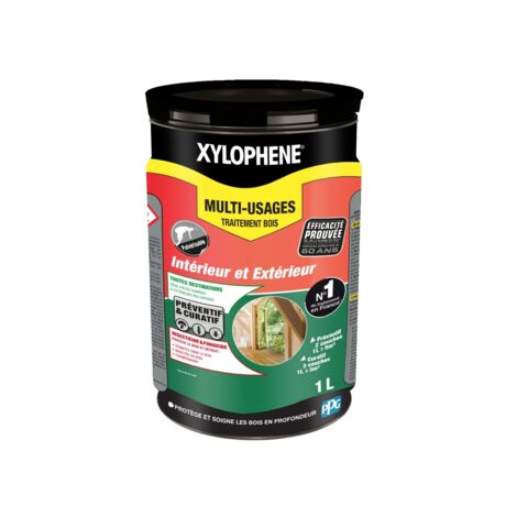Xylophene – Traitement de bois tout usage 1 L – Incolore et non inflammable – Protection contre insectes et champignons – Séchage rapide