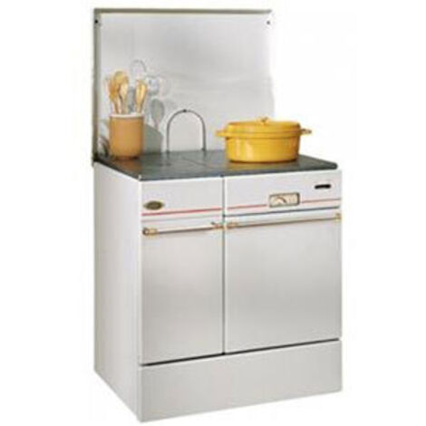 Godin – Cuisinière à bois 10 kW pour bûches 55 cm – Rendement 76 % – Acier blanc – Dimensions L 75 x H 84/87 x P 69 cm – 240162BLANC