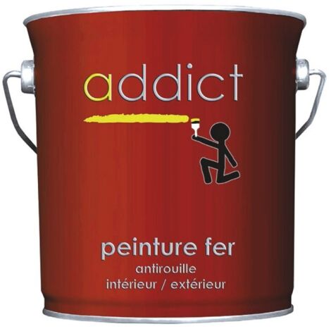 Peinture fer 2.5 litres brun noyer – Antirouille et primaire – Finition brillante pour extérieur – Protection anti-corrosion – Addict