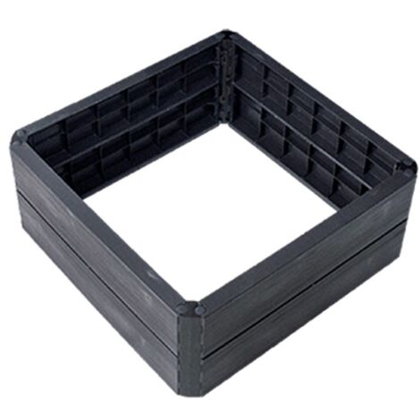 Garantia – Carré potager Ergo Quadro S 60 x 60 cm – Parois imitation bois traité anti-UV – Hauteur 25 cm – Montage sans outils (1/7)