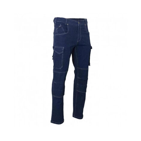LMA – Pantalon de travail homme en denim stretch – Taille 52 – 99% coton 1% élasthanne – Longueur entrejambe 84 cm – Poches genouillères