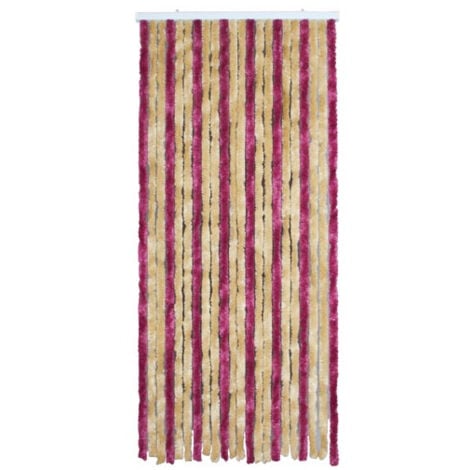 Rideau de porte Florence chenilles 90x220 cm - vanille, griotte - MOREL