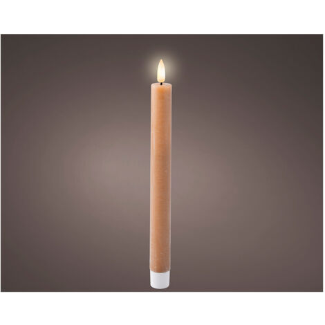 Lumineo Bougie LED brune Ø 2,2 x 24,5 cm Effet flamme 2 pcs. (1/2)
