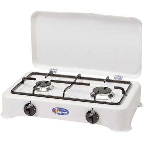 Réchaud à gaz extérieur 2 feux – Puissance 3500 W – Support amovible – Allumage manuel – Raccord propane/butane – Parker (1/5)
