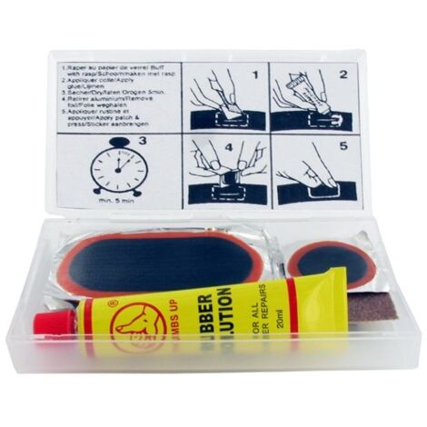 Kit Réparation Pour Chambre à Air Shak Comprenant 5 Rustines Grand Format 70x32mm Et 2 Rustines De Diamètre 30mm, Avec Colle Et (1/2)
