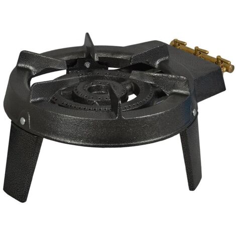 Kitchenchef – Réchaud à gaz 3 brûleurs 7000W – Pour cuisson en extérieur – Pieds en fonte pour stabilité sur sol accidenté – Raccordement propane/butane (1/5)