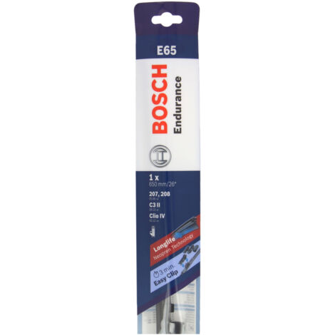 Bosch – Balai essuie-glace plat ENDURANCE E65 – Adaptateur Multi-clip pour 6 systèmes – Design ultra plat pour visibilité optimale