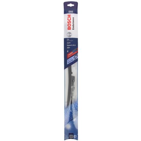 Bosch – Balai essuie-glace plat Endurance E60 – Design ultra plat sans armature – Adaptateur Multi-clip compatible 6 systèmes – Essuyage silencieux