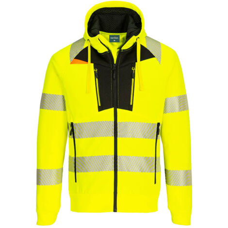 Dx4 - Sweat à Capuche Zippé Haute-visibilité - Taille 5xl - Jaune/noir - Portwest