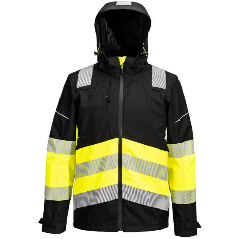 Portwest H443 Veste De Pluie Hi-Vis Bicolore Jaune/Noir – Taille XL – Protection Haute Visibilité
