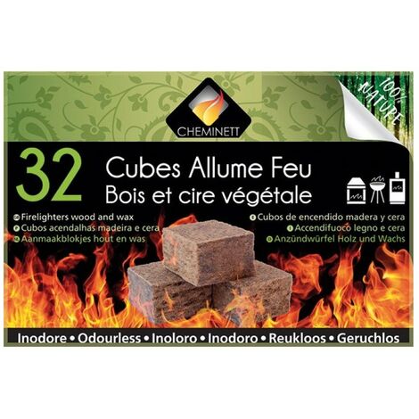 Allume feu cube poêle à charbon cheminée 32 cubes allume feu barbecue 