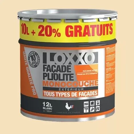 Peinture pliolite monocouche pour façades extérieures 12L – Finition mate – Séchage rapide 4h – Résistance UV et intempéries – Loxxo (1/2)