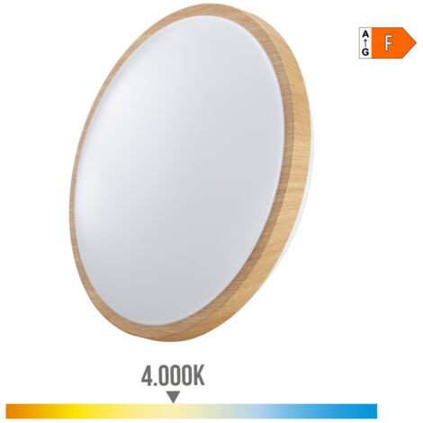 Lampe De Surface Circulaire Led 18w 1820lm 4000k ø33x5,5cm Effet Bois Edm. (1/2)