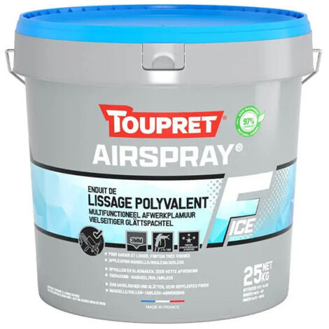 Toupret – Enduit de lissage 25kg – Application manuelle ou pistolet airless – Finition soignée pour plâtre et béton