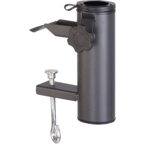 Support de parasol en métal pour balustrade – Compatible avec mât jusqu'à 38mm – Installation sans perçage – Dimensions 16,5 x 12 cm – Ambiance - X61500000