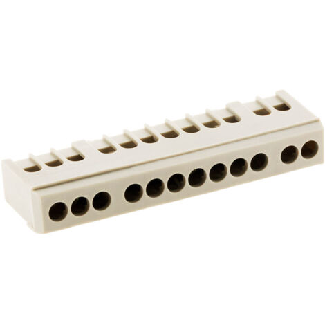 Zenitech – Bornier de terre 12 modules – Indice de protection IP20 – Connexions jusqu'à 16mm² – Fixation sur rail DIN par clipsage