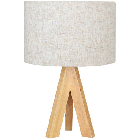 Lampe De Table Bois Tissu Edm Design Scandinave, Abat-jour Tissu - Edm (1/2)