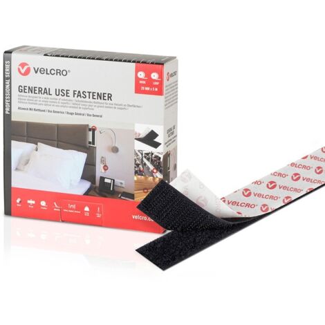Ruban adhésif à boucles et crochets VELCRO® à usage général 20 mm x 5 m noir (1/5)
