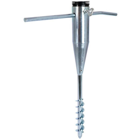 Pied de parasol spirale en métal galvanisé – Ancrage rapide dans le sable ou la terre – Compatible mâts de ø25 à ø55 mm – Redcliffs (1/5)