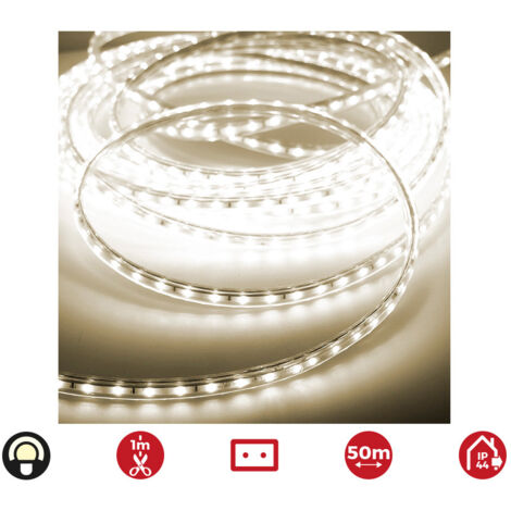 Bande de led 50m. 60 leds/m 4,2w/m white warm 3.200k ip44 edm 220-240v (utilisation intérieure-extérieure) (1/2)