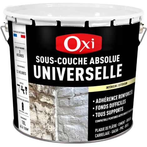 Sous-couche universelle 10 litres – Peinture blanche mate pour tous supports – A+ émissions – Application facile au rouleau ou pistolet – OXI
