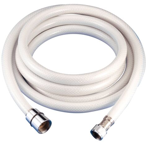 Flexible de douche 2,5 m – Raccord fileté double femelle 15/21 (3/8) et 12/17 (1/2) – Anneau de serrage pour installation sécurisée – Tr.Em. (1/2)
