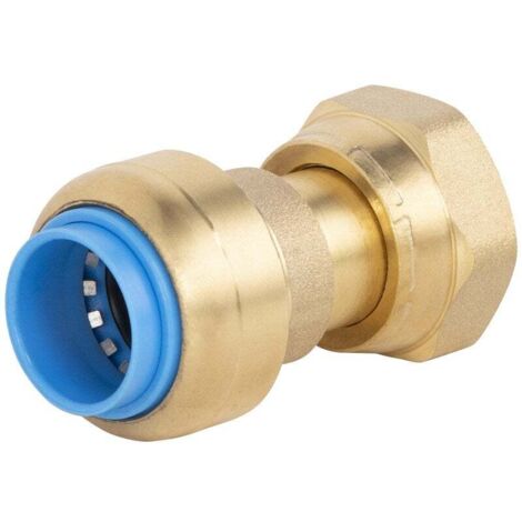 Raccord automatique femelle 16mm – Sortie 1/2 (15x21) – Laiton pour circuits d'eau potable et chauffage – Installation sans outil