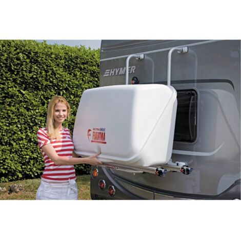 Coffre sur attelage 320 litres – Plastique ABS Plus résistant – Fermeture à clé – Compatible avec porte-vélos Carry-Bike – Fiamma