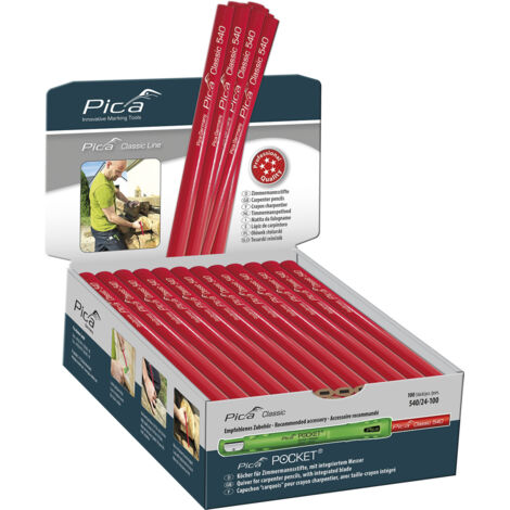 Crayon de charpentier ovale pour bois, béton et pierre – Mine robuste et résistante – Traçage précis et durable – Pica (1/6)